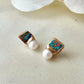 Imari Ware Kintsugi Titanium Earrings Gold Carnelian