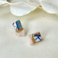 Imari Ware Kintsugi Titanium Earrings Gold Carnelian