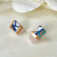 Imari Ware Kintsugi Titanium Earrings Gold Carnelian