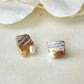 Imari Ware Kintsugi Titanium Earrings Gold Carnelian