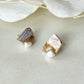 Imari Ware Kintsugi Titanium Earrings Gold Carnelian
