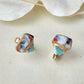 Imari Ware Kintsugi Titanium Earrings Gold Carnelian