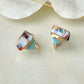 Imari Ware Kintsugi Titanium Earrings Gold Carnelian