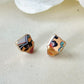 Imari Ware Kintsugi Titanium Earrings Gold Carnelian