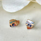 Imari Ware Kintsugi Titanium Earrings Gold Carnelian