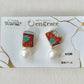 Imari Ware Kintsugi Titanium Earrings Gold Carnelian