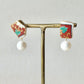 Imari Ware Kintsugi Titanium Earrings Gold Carnelian