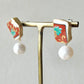 Imari Ware Kintsugi Titanium Earrings Gold Carnelian