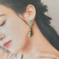 Imari Ware Kintsugi Titanium Earrings Gold Carnelian