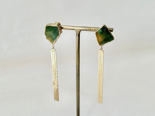 Imari Ware Kintsugi Titanium Earrings Gold Carnelian