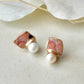 Imari Ware Kintsugi Titanium Earrings Gold Carnelian