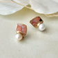 Imari Ware Kintsugi Titanium Earrings Gold Carnelian