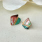Imari Ware Kintsugi Titanium Earrings Gold Carnelian