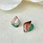 Imari Ware Kintsugi Titanium Earrings Gold Carnelian