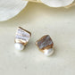Imari Ware Kintsugi Titanium Earrings Gold Carnelian