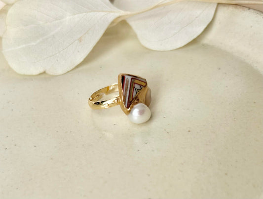 Sea Drifted Porcelain Kintsugi Ring one-size-fits-all 