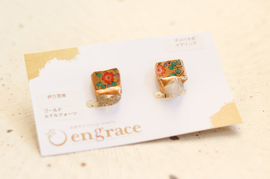 made-to-order　Imari Pocelain Kintsugi earrings